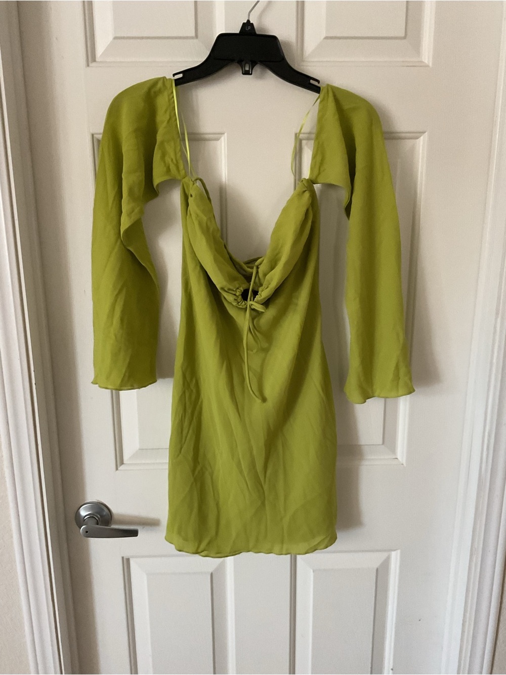 Miss Lola Lime Green Off-Shoulder Mini Dress - Picture 6 of 8